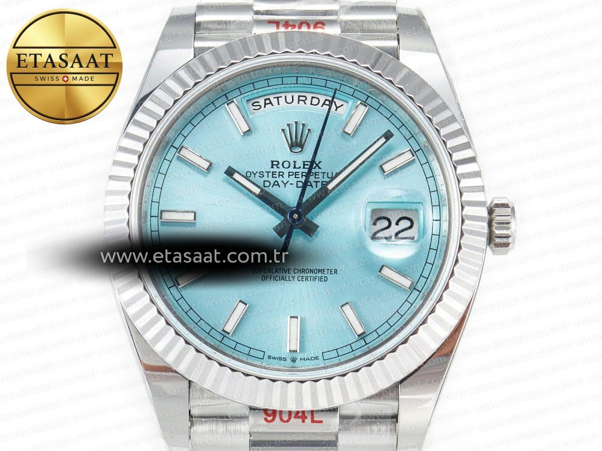 Rolex DayDate 40 228236 ARF 904L Steel Tiffany Blue Stick Dial on President Bracelet VR3255 - Görsel 4