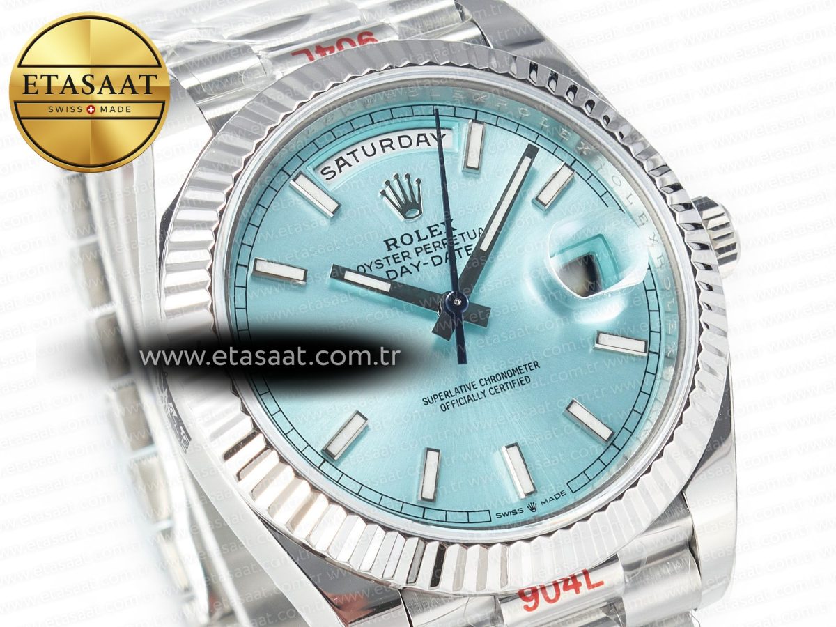 Rolex DayDate 40 228236 ARF 904L Steel Tiffany Blue Stick Dial on President Bracelet VR3255 - Görsel 5