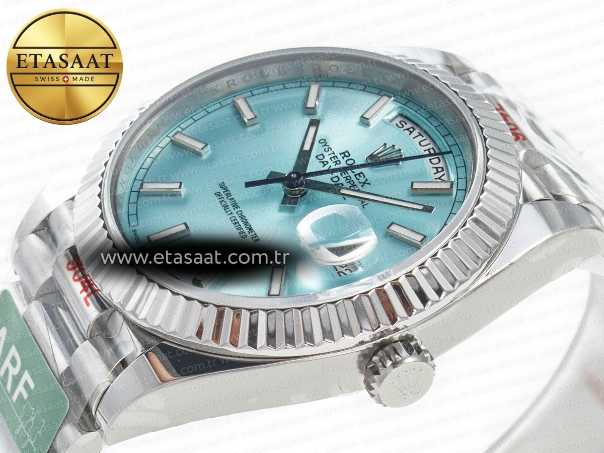 Rolex DayDate 40 228236 ARF 904L Steel Tiffany Blue Stick Dial on President Bracelet VR3255 - Görsel 6