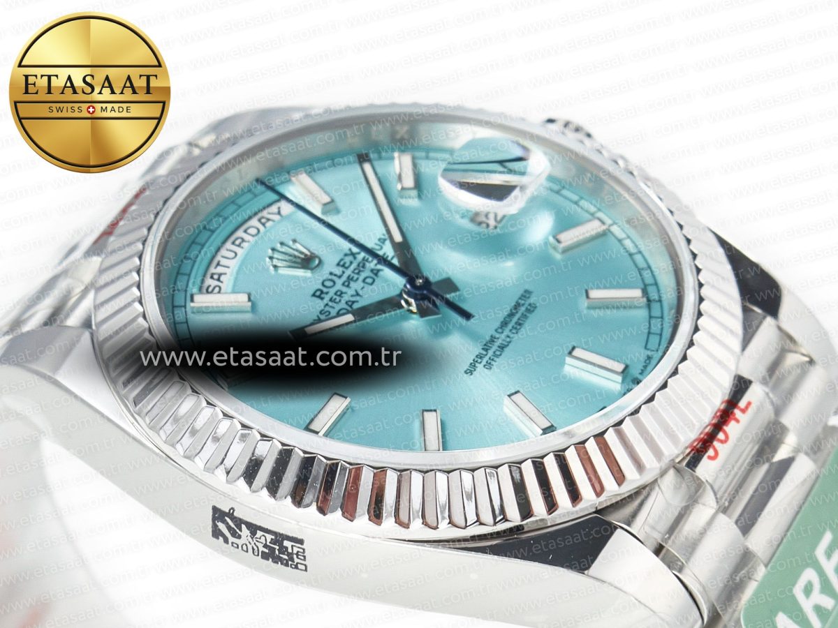 Rolex DayDate 40 228236 ARF 904L Steel Tiffany Blue Stick Dial on President Bracelet VR3255 - Görsel 7