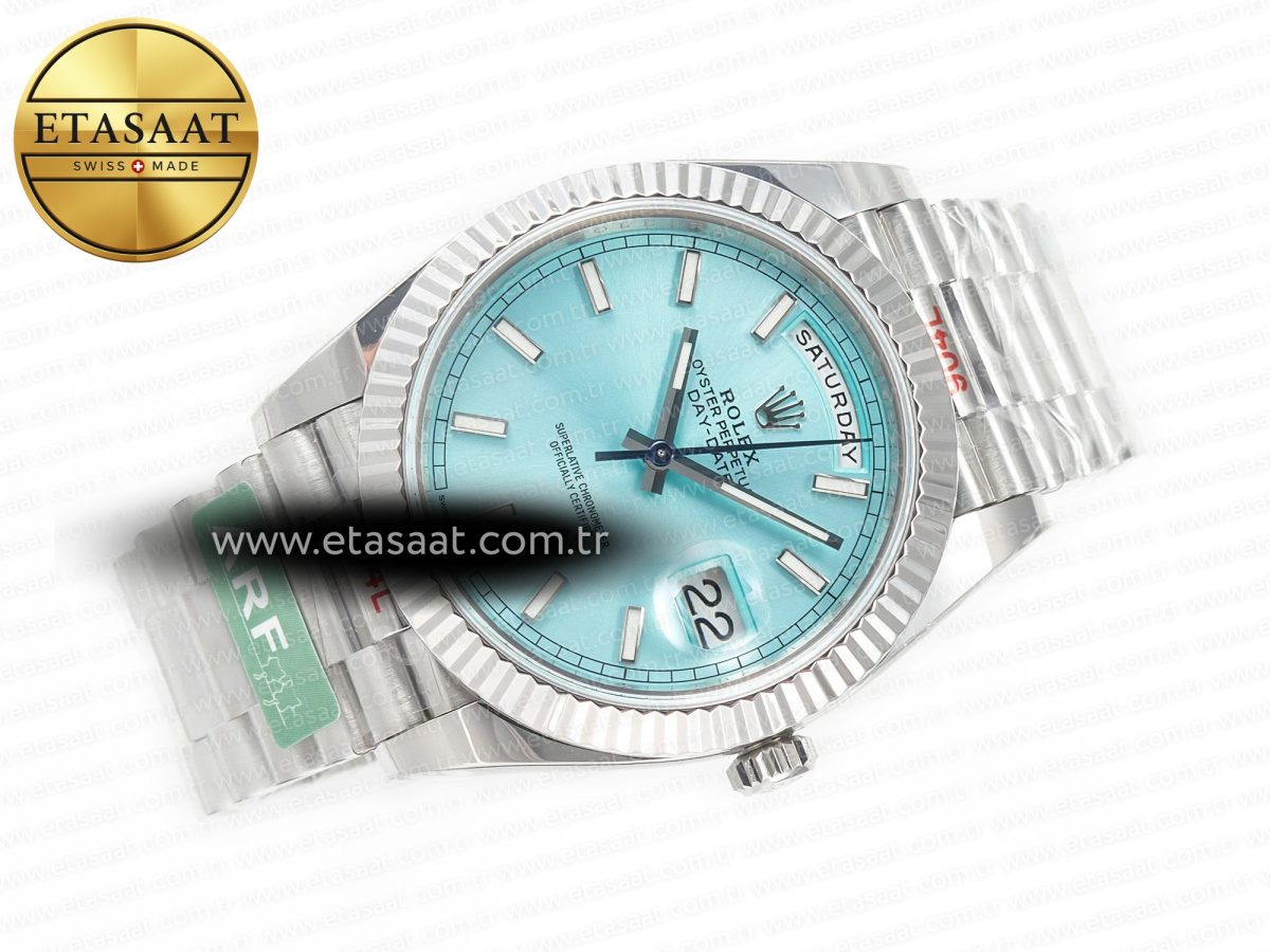 Rolex DayDate 40 228236 ARF 904L Steel Tiffany Blue Stick Dial on President Bracelet VR3255 - Görsel 8