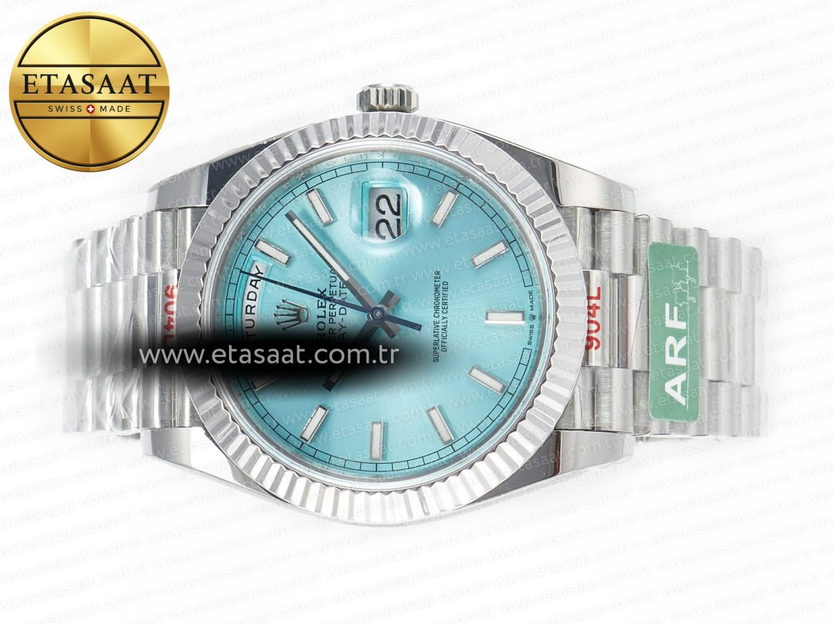 Rolex DayDate 40 228236 ARF 904L Steel Tiffany Blue Stick Dial on President Bracelet VR3255 - Görsel 9