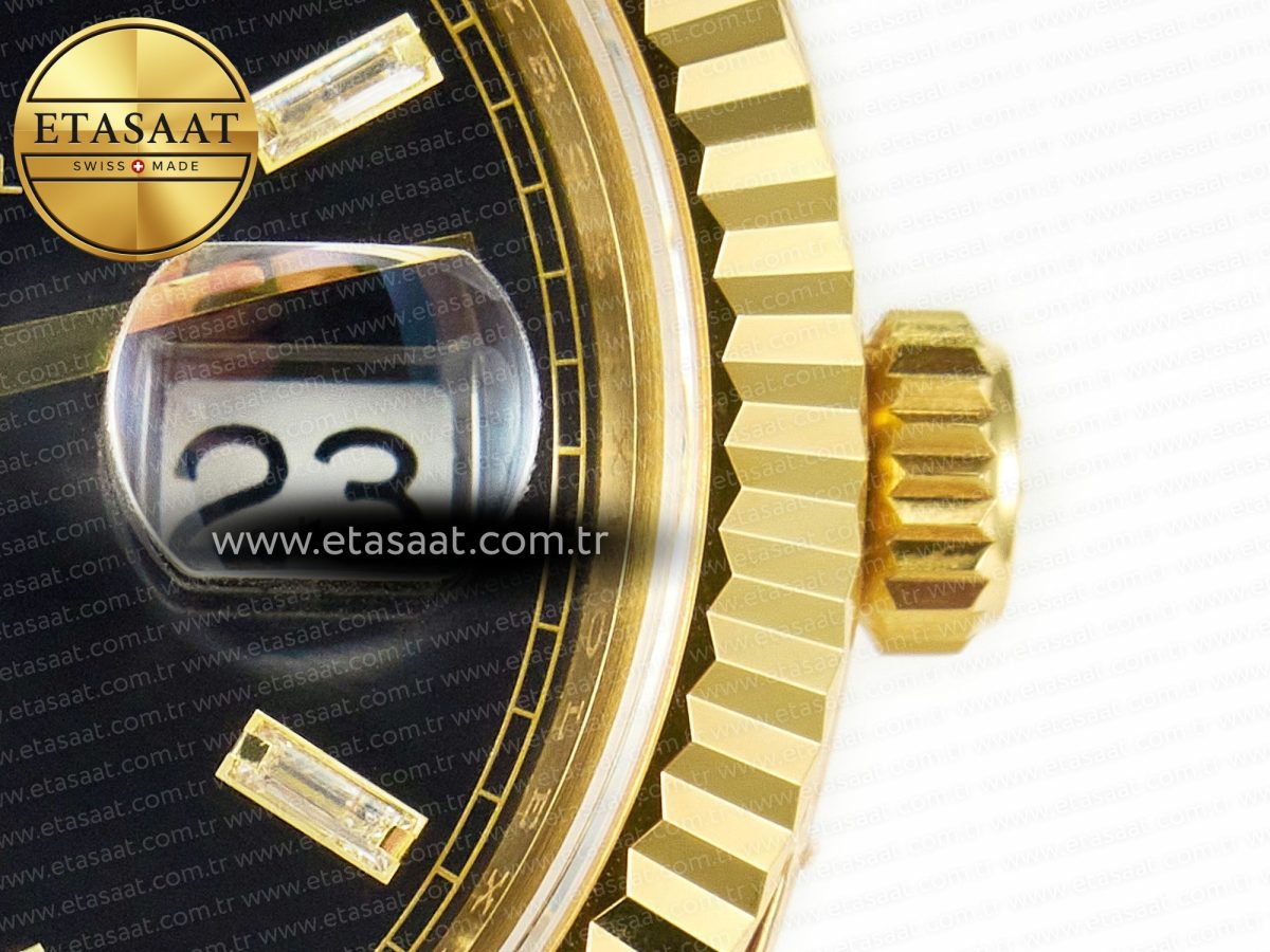 Rolex DayDate 40 228238 ARF 904L Steel Black Crystal Diamonds Bezel on President Bracelet VR3255 - Görsel 11