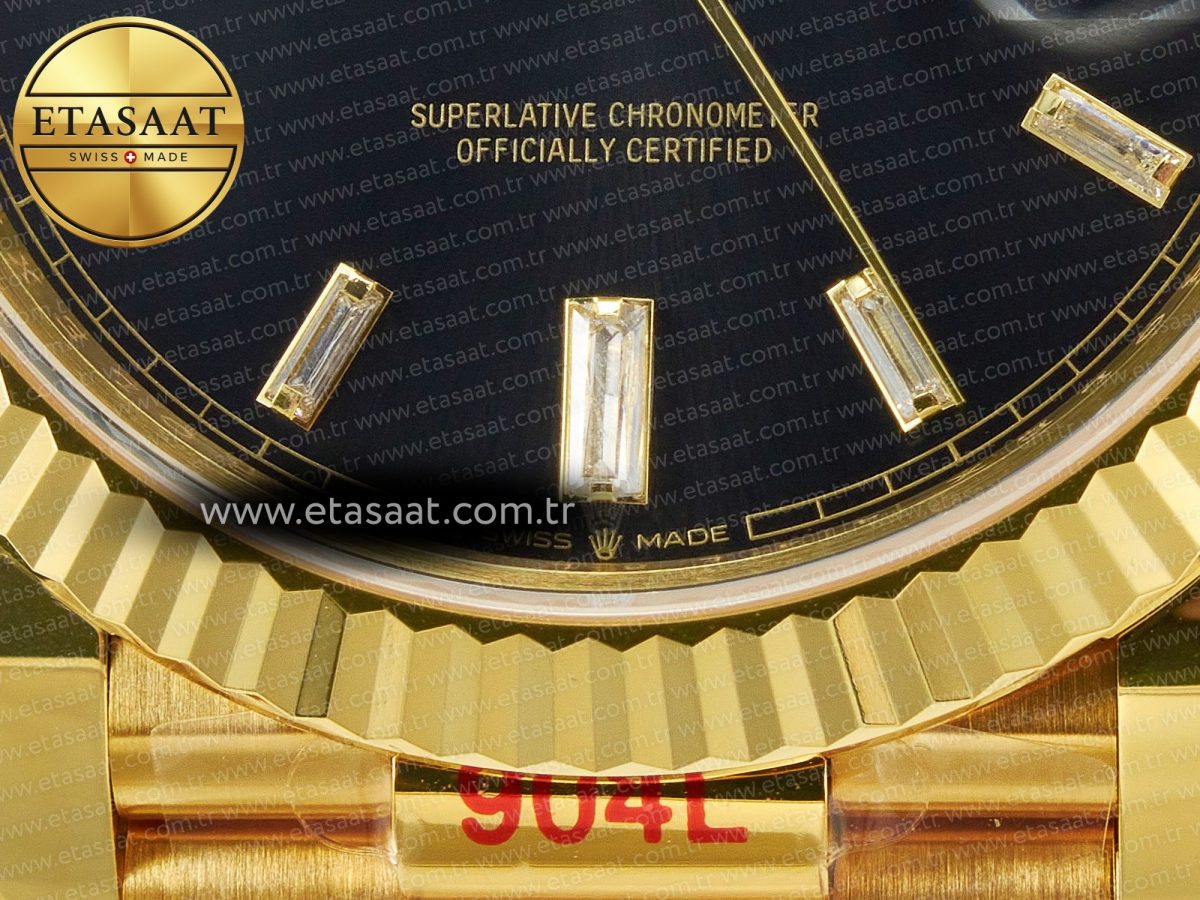 Rolex DayDate 40 228238 ARF 904L Steel Black Crystal Diamonds Bezel on President Bracelet VR3255 - Görsel 12