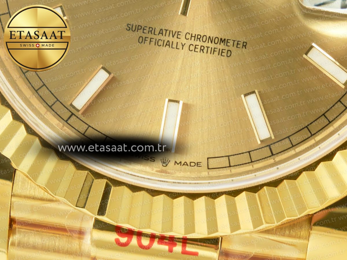 Rolex DayDate 40 228238 ARF 904L Steel Gold Stick Dial on President Bracelet VR3255 - Görsel 12