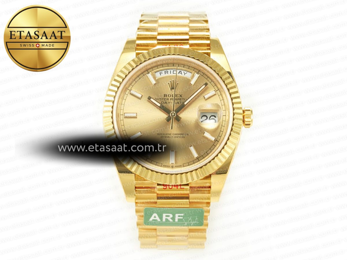 Rolex DayDate 40 228238 ARF 904L Steel Gold Stick Dial on President Bracelet VR3255 - Görsel 3