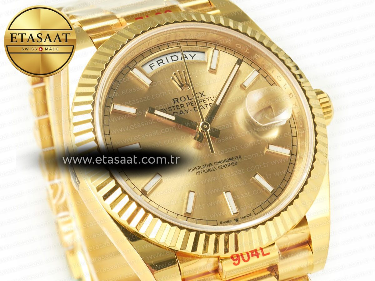 Rolex DayDate 40 228238 ARF 904L Steel Gold Stick Dial on President Bracelet VR3255 - Görsel 5