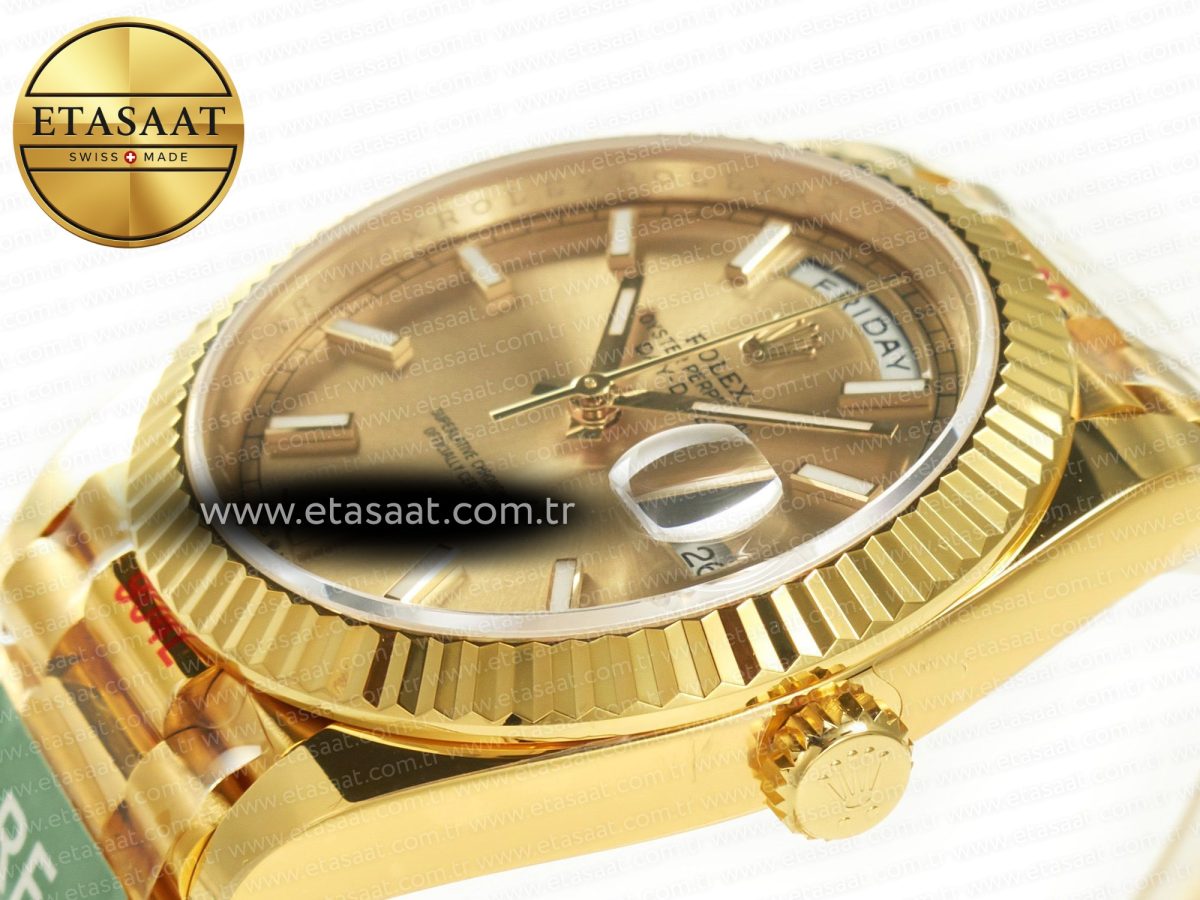 Rolex DayDate 40 228238 ARF 904L Steel Gold Stick Dial on President Bracelet VR3255 - Görsel 6