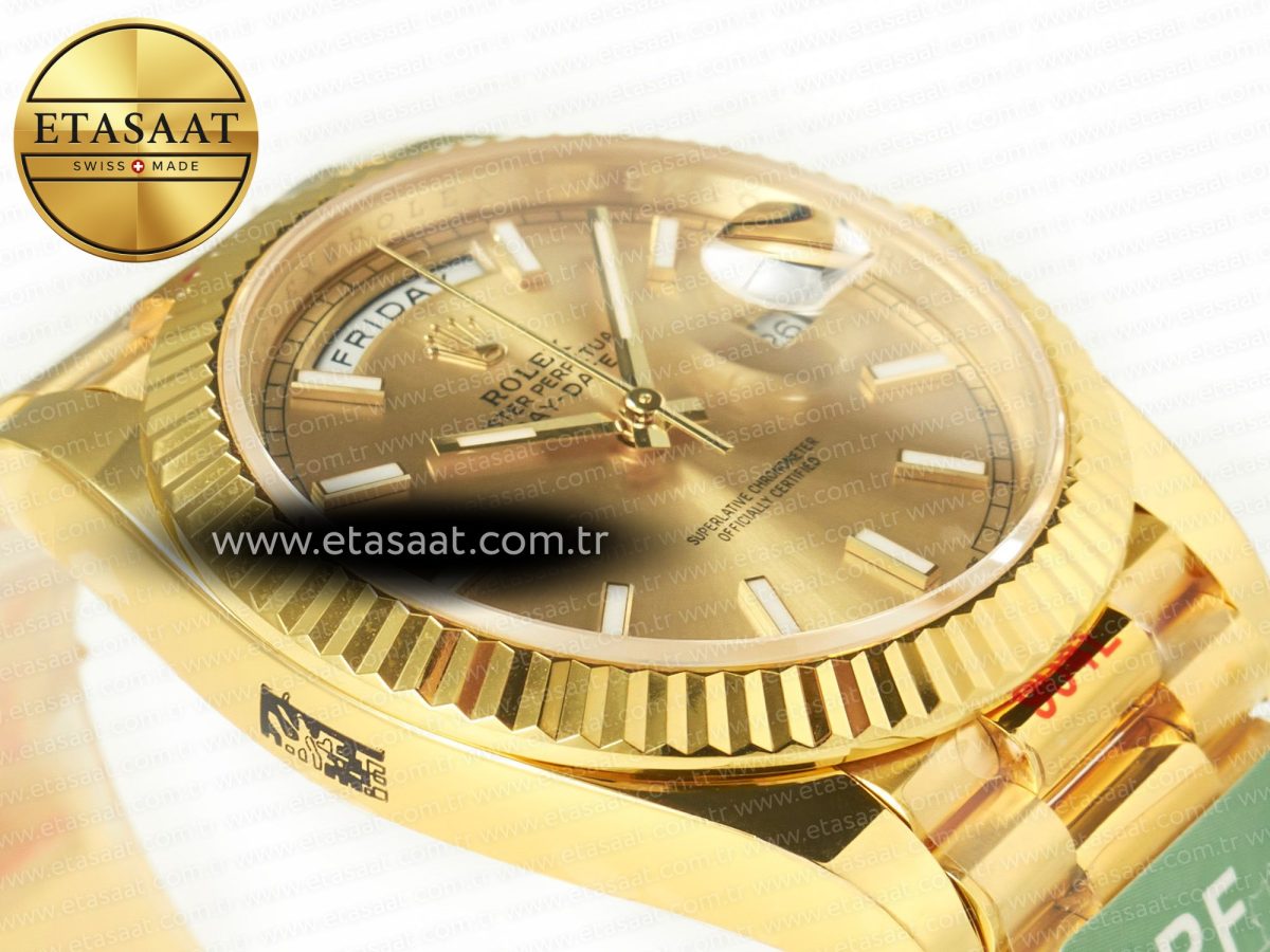 Rolex DayDate 40 228238 ARF 904L Steel Gold Stick Dial on President Bracelet VR3255 - Görsel 7