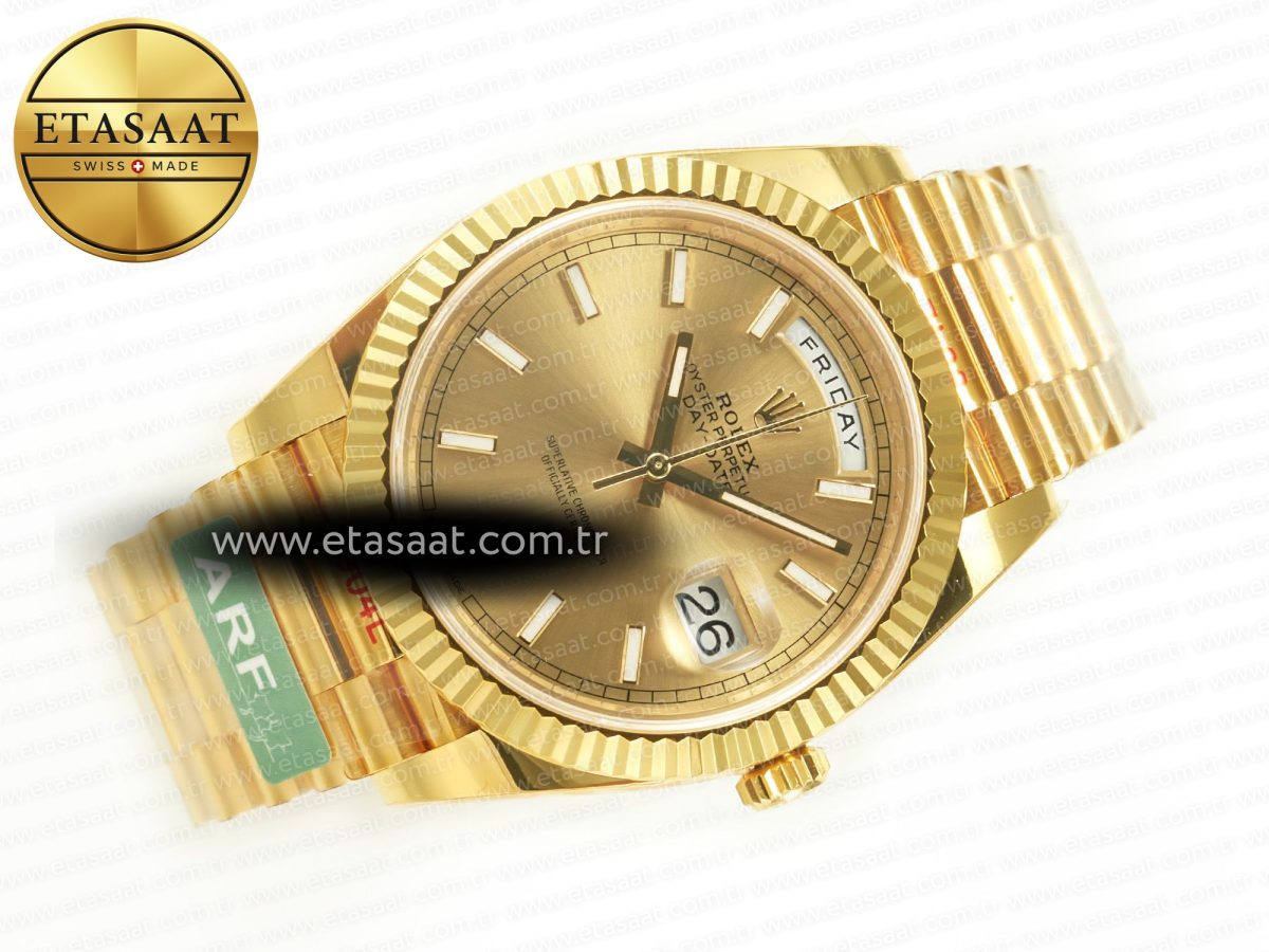 Rolex DayDate 40 228238 ARF 904L Steel Gold Stick Dial on President Bracelet VR3255 - Görsel 8