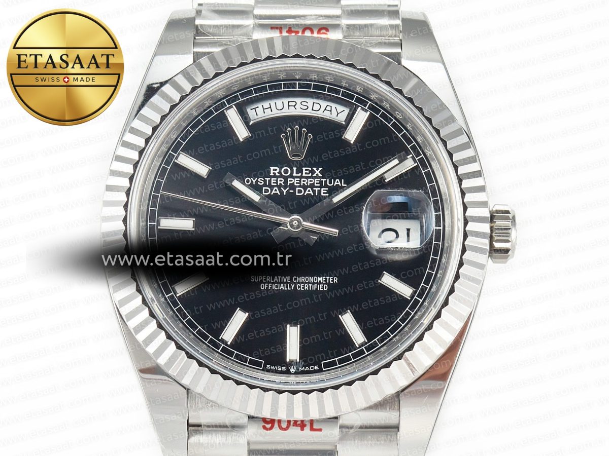 Rolex DayDate 40 228239 ARF 904L Steel Black Dial on President Bracelet VR3255 - Görsel 5