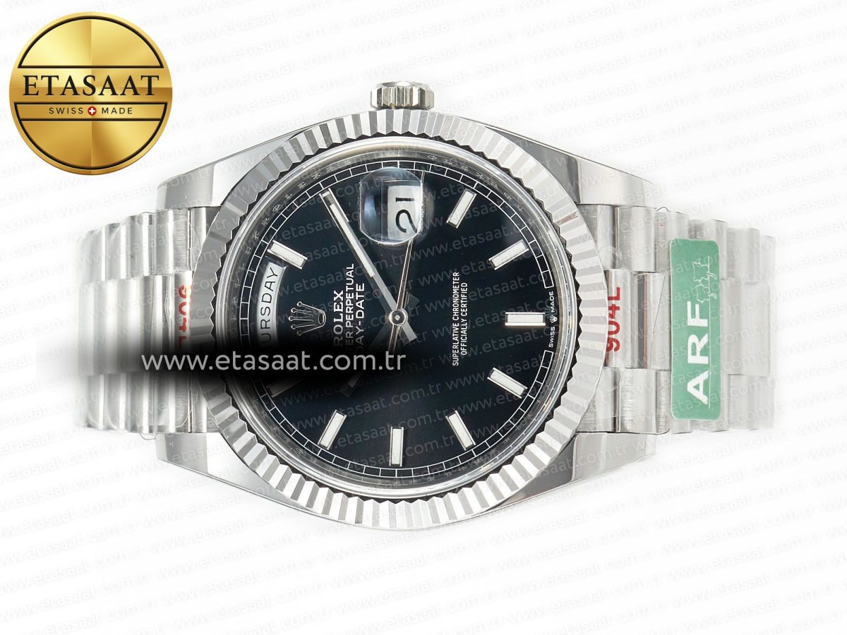 Rolex DayDate 40 228239 ARF 904L Steel Black Dial on President Bracelet VR3255 - Görsel 8
