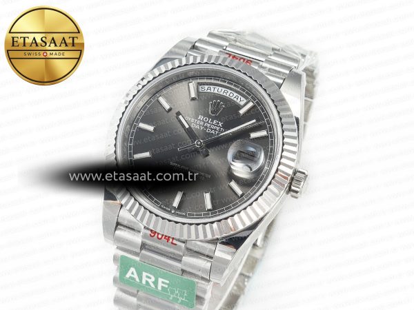 Rolex DayDate 40 228239 ARF 904L Steel Grey Stick Dial on President Bracelet VR3255
