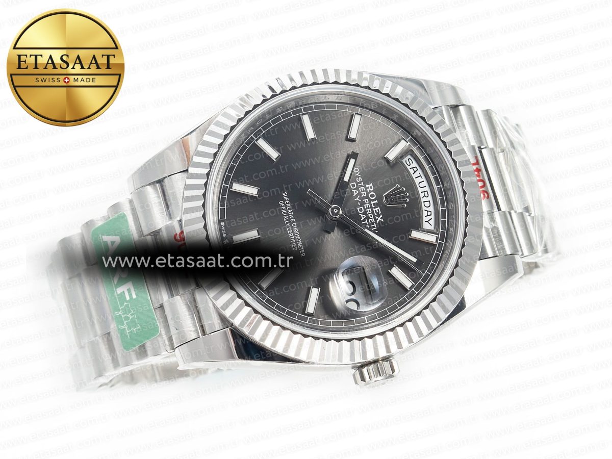 Rolex DayDate 40 228239 ARF 904L Steel Grey Stick Dial on President Bracelet VR3255 - Görsel 8