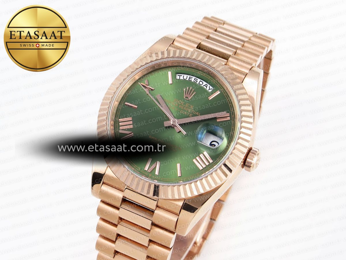 Rolex DayDate GREEN ROMAN DIAL ON PRESIDENT A2836 - Görsel 1