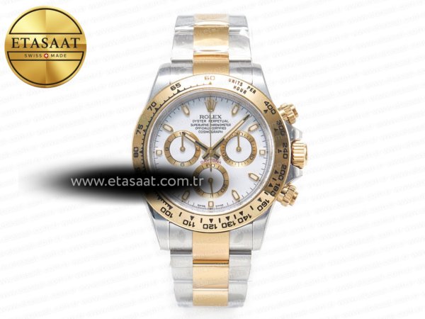 Rolex Daytona 116503 Clean Beyaz Kadran SA4130 Eta Saat - 1:1 Süper Klon Replika Saat