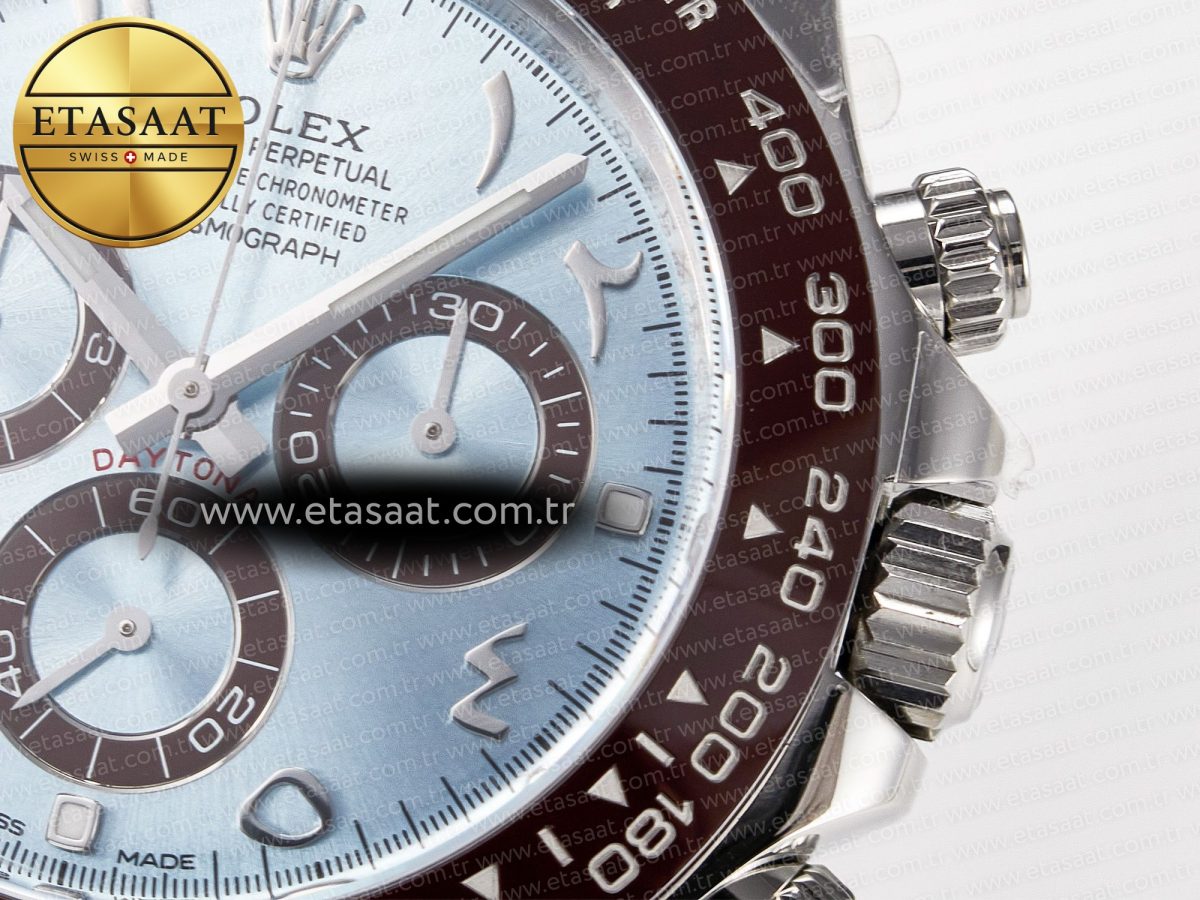 Rolex Daytona 116506 Clean 1:1 Best Edition Ice Blue Dial Arabic Markers on SS Bracelet SA4130 V2 - Görsel 13