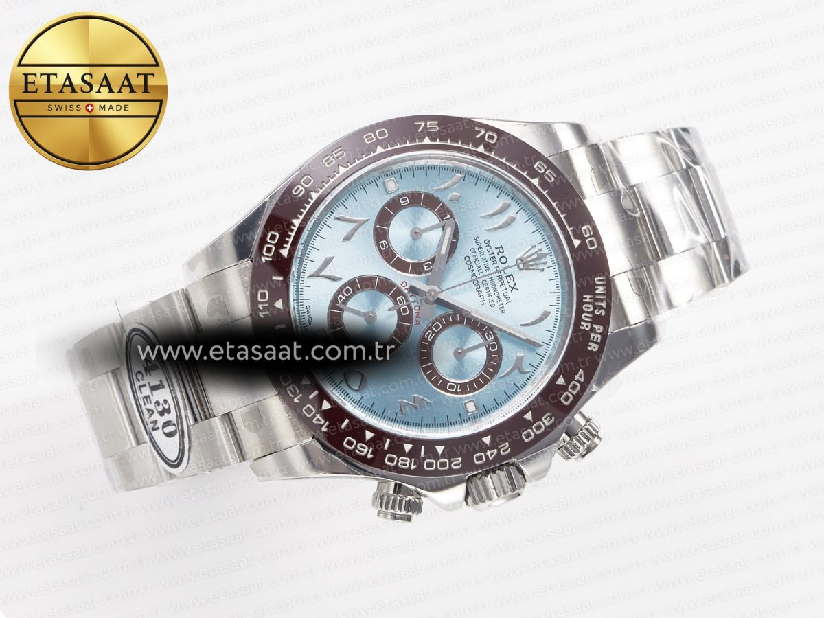 Rolex Daytona 116506 Clean 1:1 Best Edition Ice Blue Dial Arabic Markers on SS Bracelet SA4130 V2 - Görsel 8