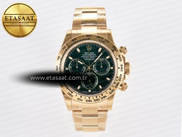 Rolex Daytona 116508 VSF Yeşil Kadran Çelik 904L DD4130 Eta Saat - 1:1 Süper Klon Replika Saat