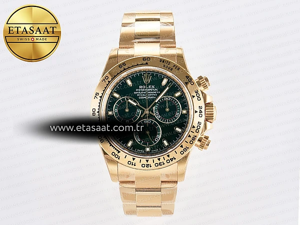 Rolex Daytona 116508 VSF Yeşil Kadran Çelik 904L DD4130 Eta Saat - 1:1 Süper Klon Replika Saat