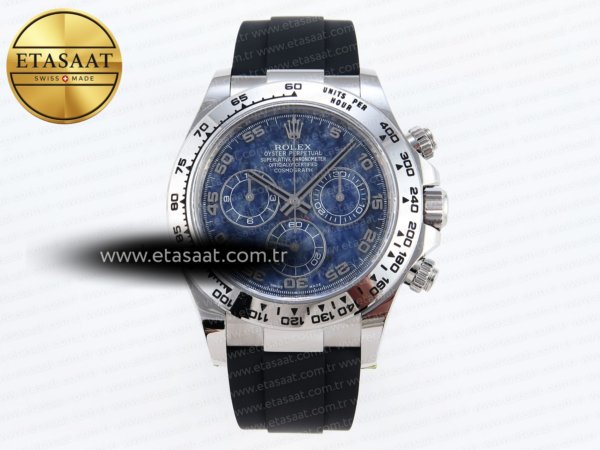 Rolex Daytona 116509 Mavi Chalcedony Oysterflex A4130 Eta Saat - 1:1 Süper Klon Replika Saat
