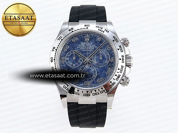 Rolex Daytona 116509 Mavi Chalcedony Oysterflex A4130 Eta Saat - 1:1 Süper Klon Replika Saat