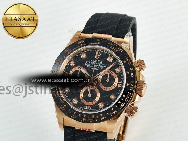 Rolex Daytona 116515 QF 1:1 Best Edition Black/RG Dial on Oysterflex Strap SH4130 V11(Gain Weight)