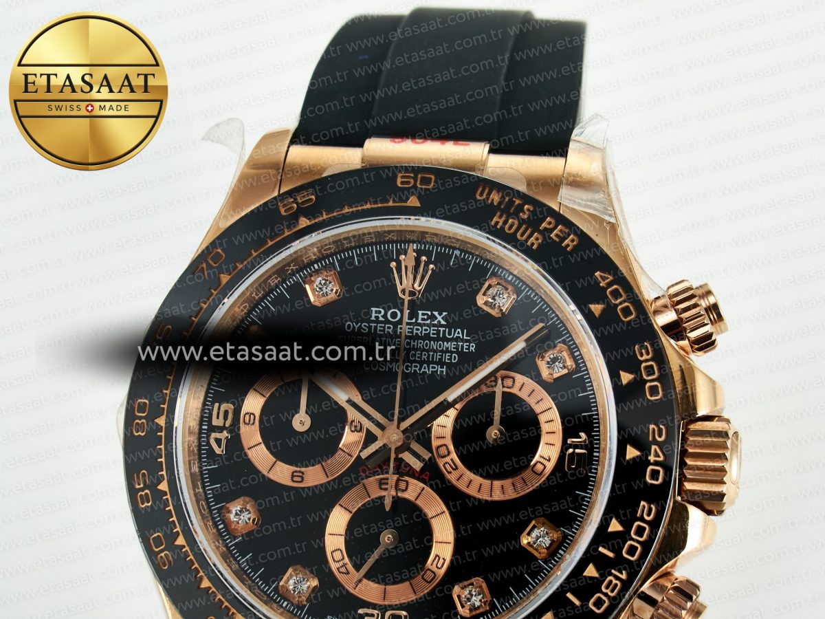 Rolex Daytona 116515 QF 1:1 Best Edition Black/RG Dial on Oysterflex Strap SH4130 V11（Gain Weight） - Görsel 10