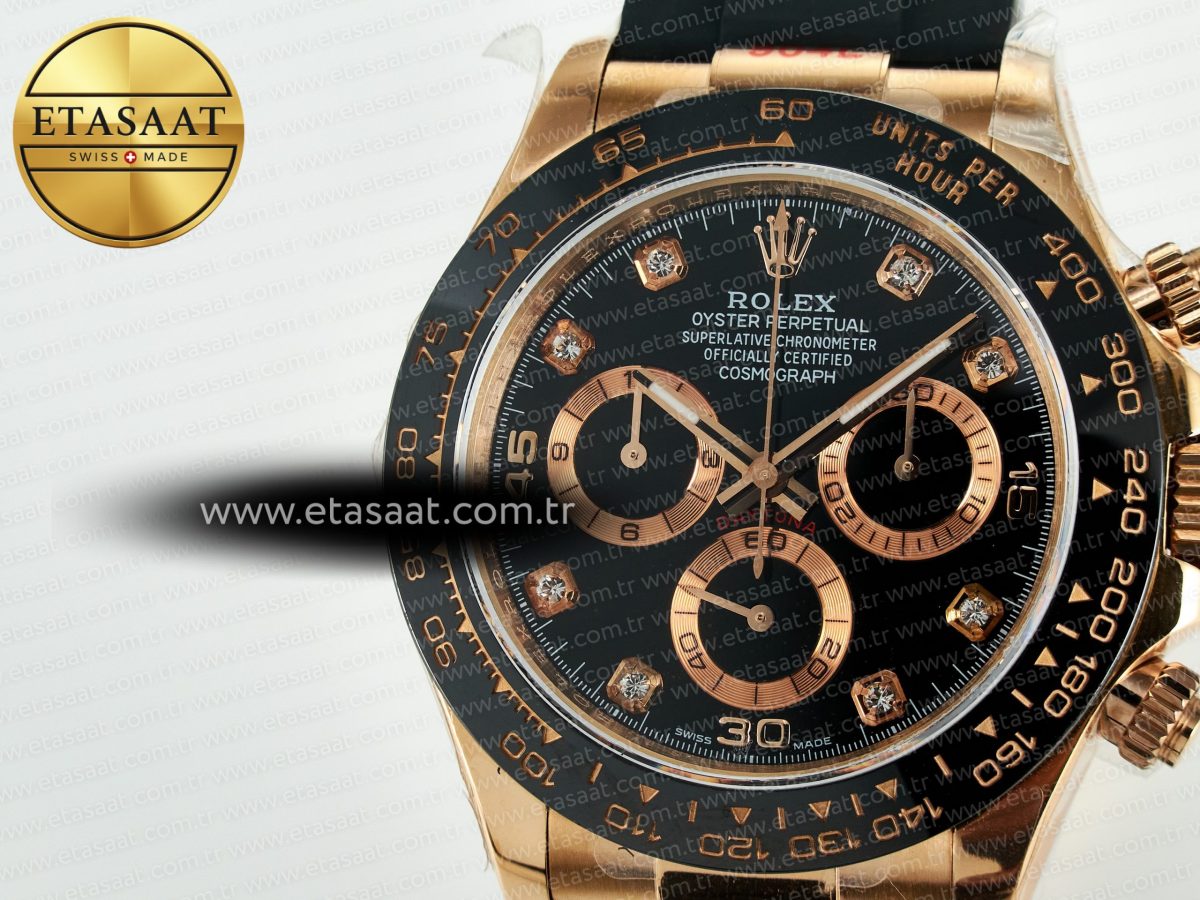 Rolex Daytona 116515 QF 1:1 Best Edition Black/RG Dial on Oysterflex Strap SH4130 V11（Gain Weight） - Görsel 13