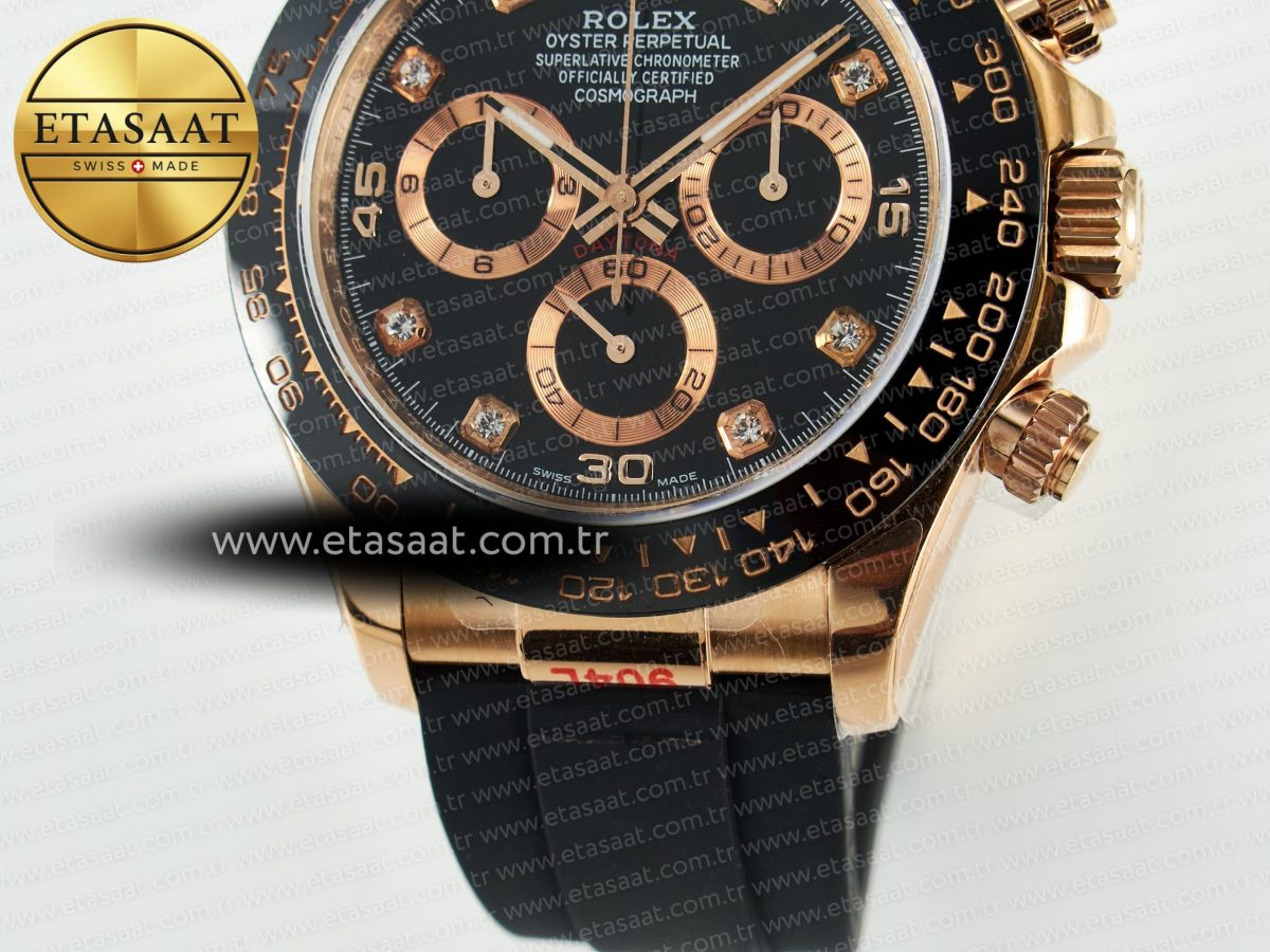 Rolex Daytona 116515 QF 1:1 Best Edition Black/RG Dial on Oysterflex Strap SH4130 V11（Gain Weight） - Görsel 14