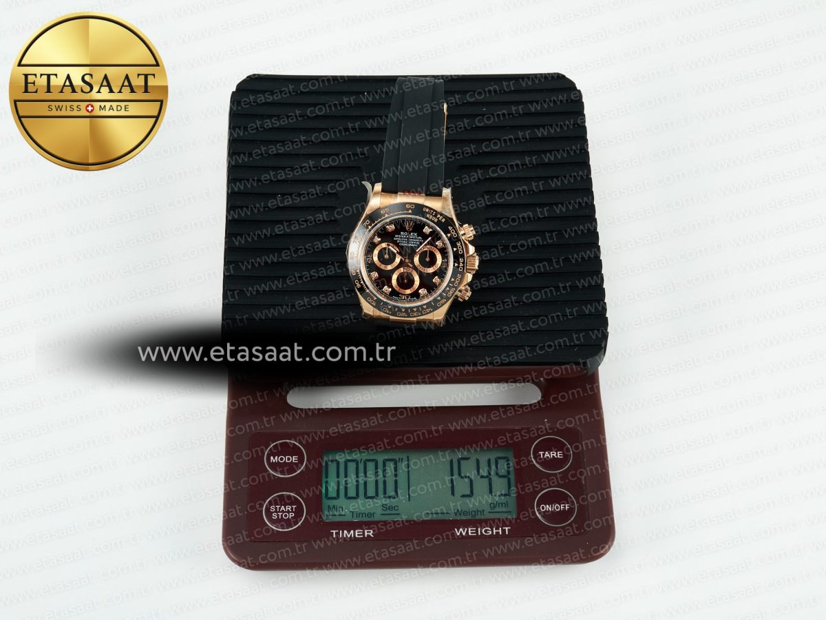 Rolex Daytona 116515 QF 1:1 Best Edition Black/RG Dial on Oysterflex Strap SH4130 V11（Gain Weight） - Görsel 35