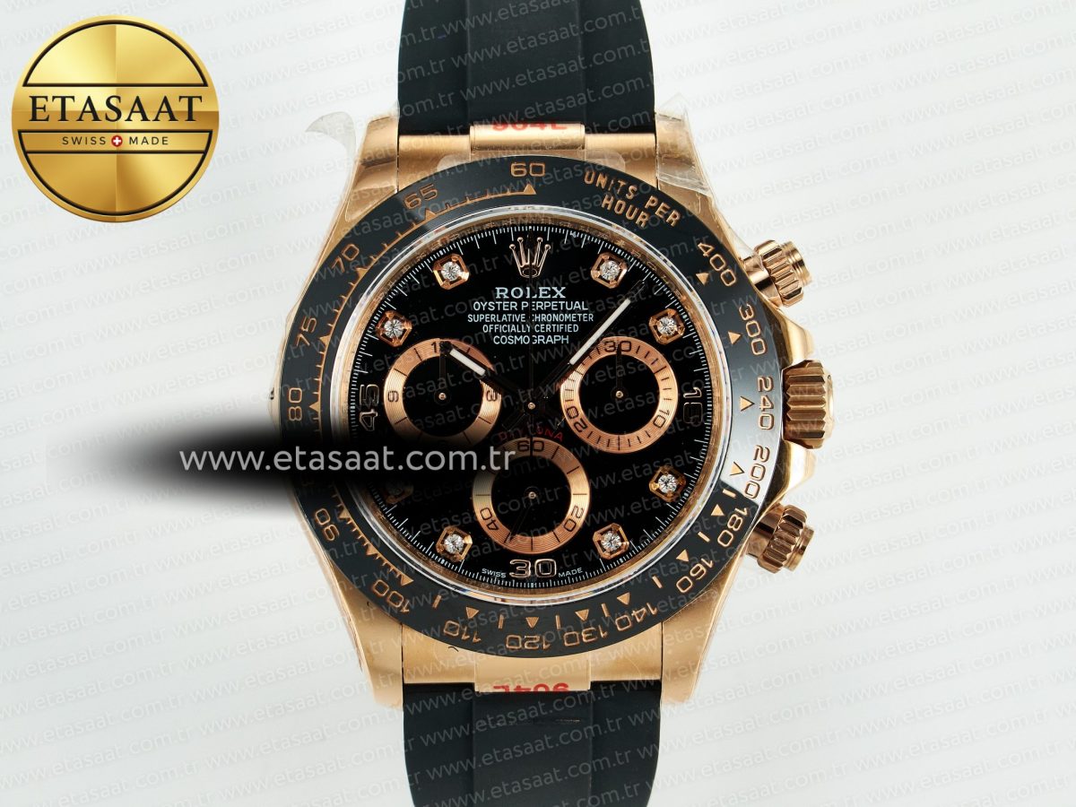 Rolex Daytona 116515 QF 1:1 Best Edition Black/RG Dial on Oysterflex Strap SH4130 V11（Gain Weight） - Görsel 4