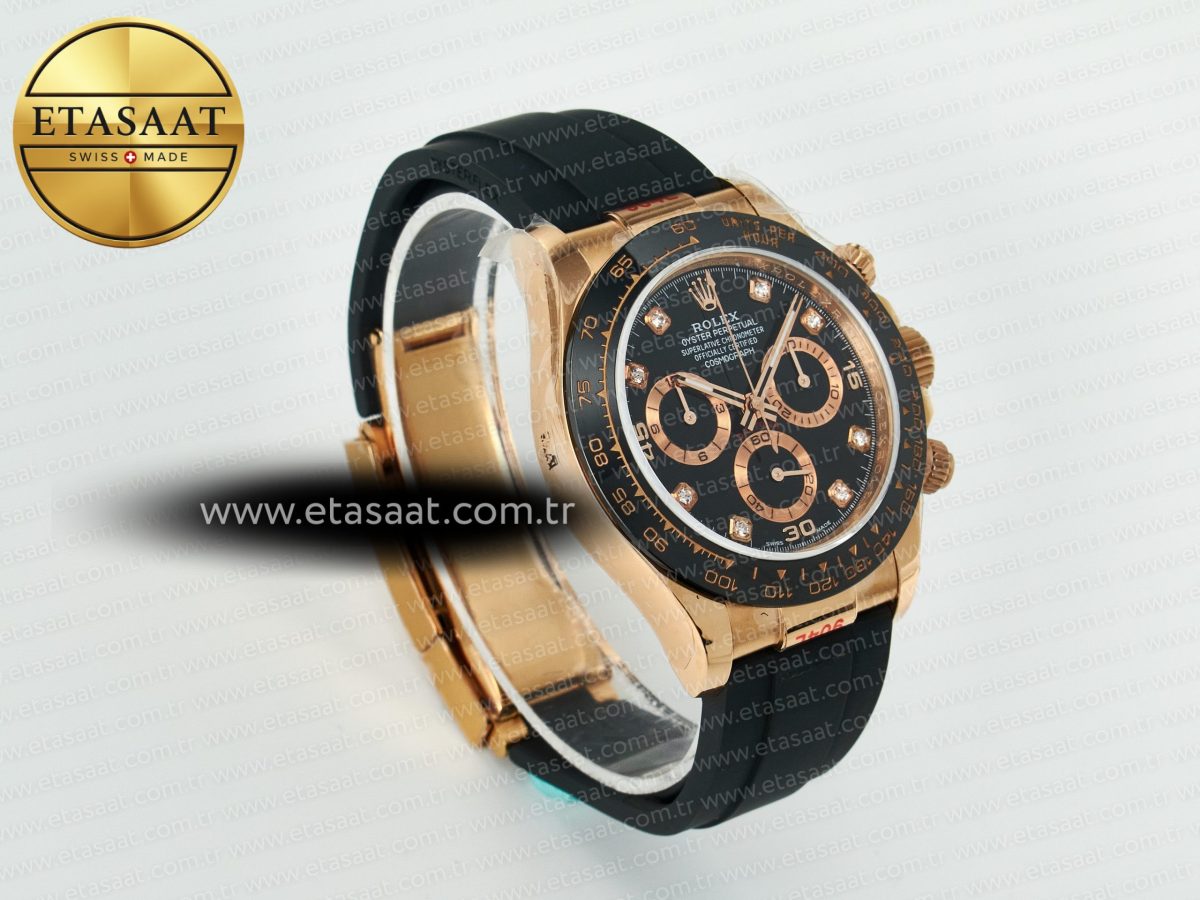 Rolex Daytona 116515 QF 1:1 Best Edition Black/RG Dial on Oysterflex Strap SH4130 V11（Gain Weight） - Görsel 5