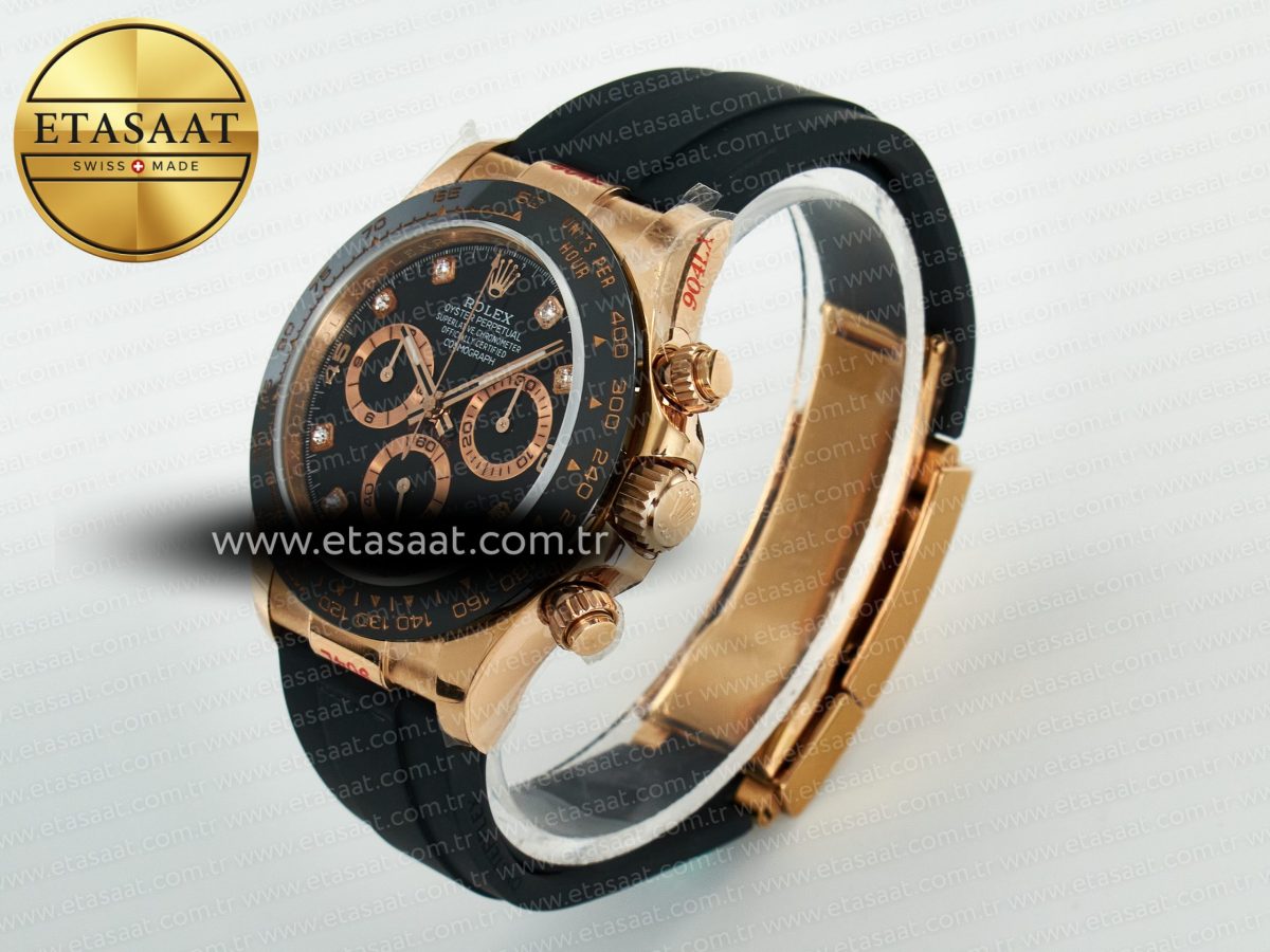 Rolex Daytona 116515 QF 1:1 Best Edition Black/RG Dial on Oysterflex Strap SH4130 V11（Gain Weight） - Görsel 6