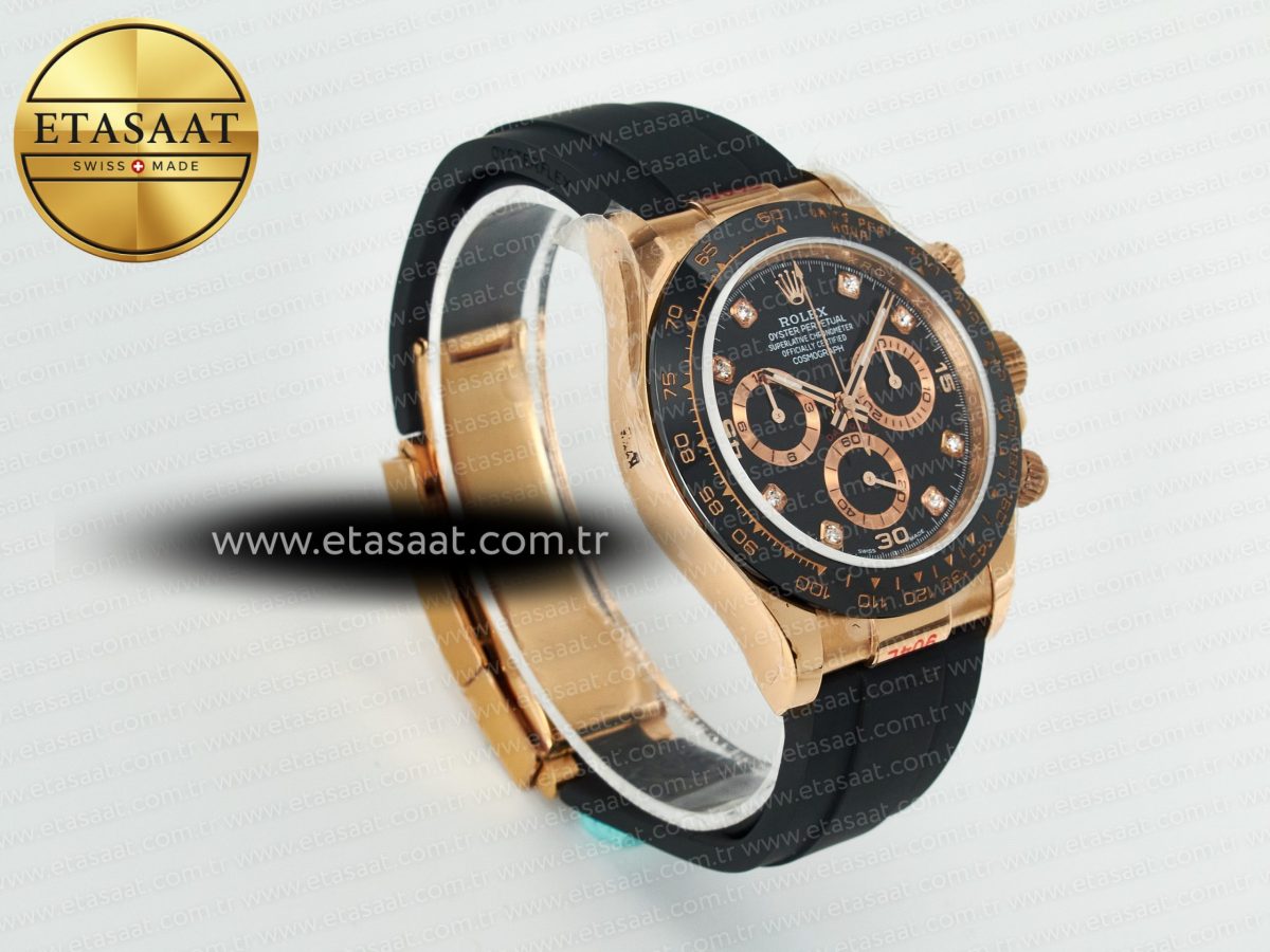 Rolex Daytona 116515 QF 1:1 Best Edition Black/RG Dial on Oysterflex Strap SH4130 V11（Gain Weight） - Görsel 7
