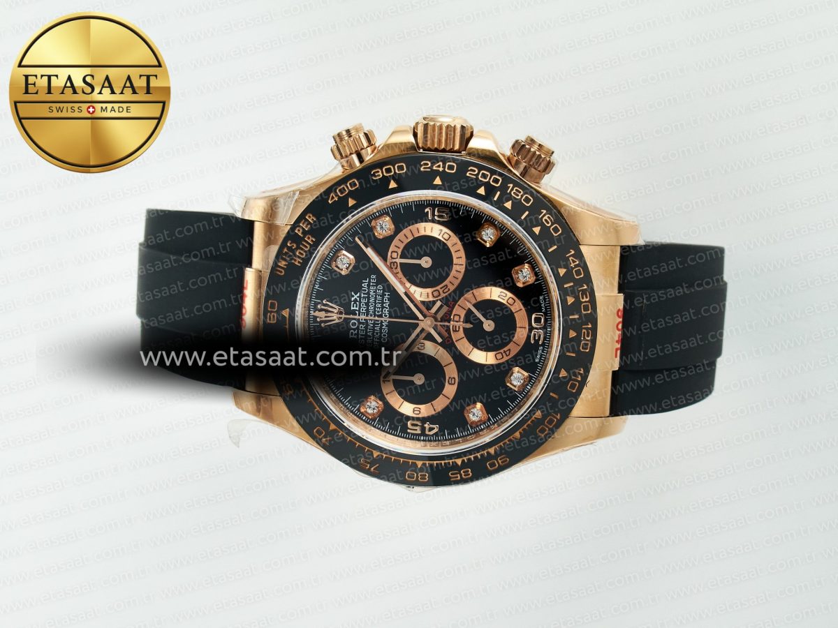 Rolex Daytona 116515 QF 1:1 Best Edition Black/RG Dial on Oysterflex Strap SH4130 V11（Gain Weight） - Görsel 8