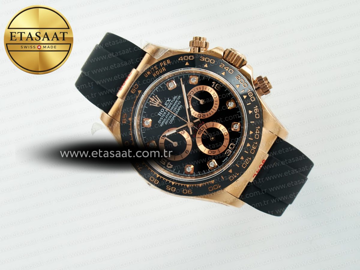 Rolex Daytona 116515 QF 1:1 Best Edition Black/RG Dial on Oysterflex Strap SH4130 V11（Gain Weight） - Görsel 9