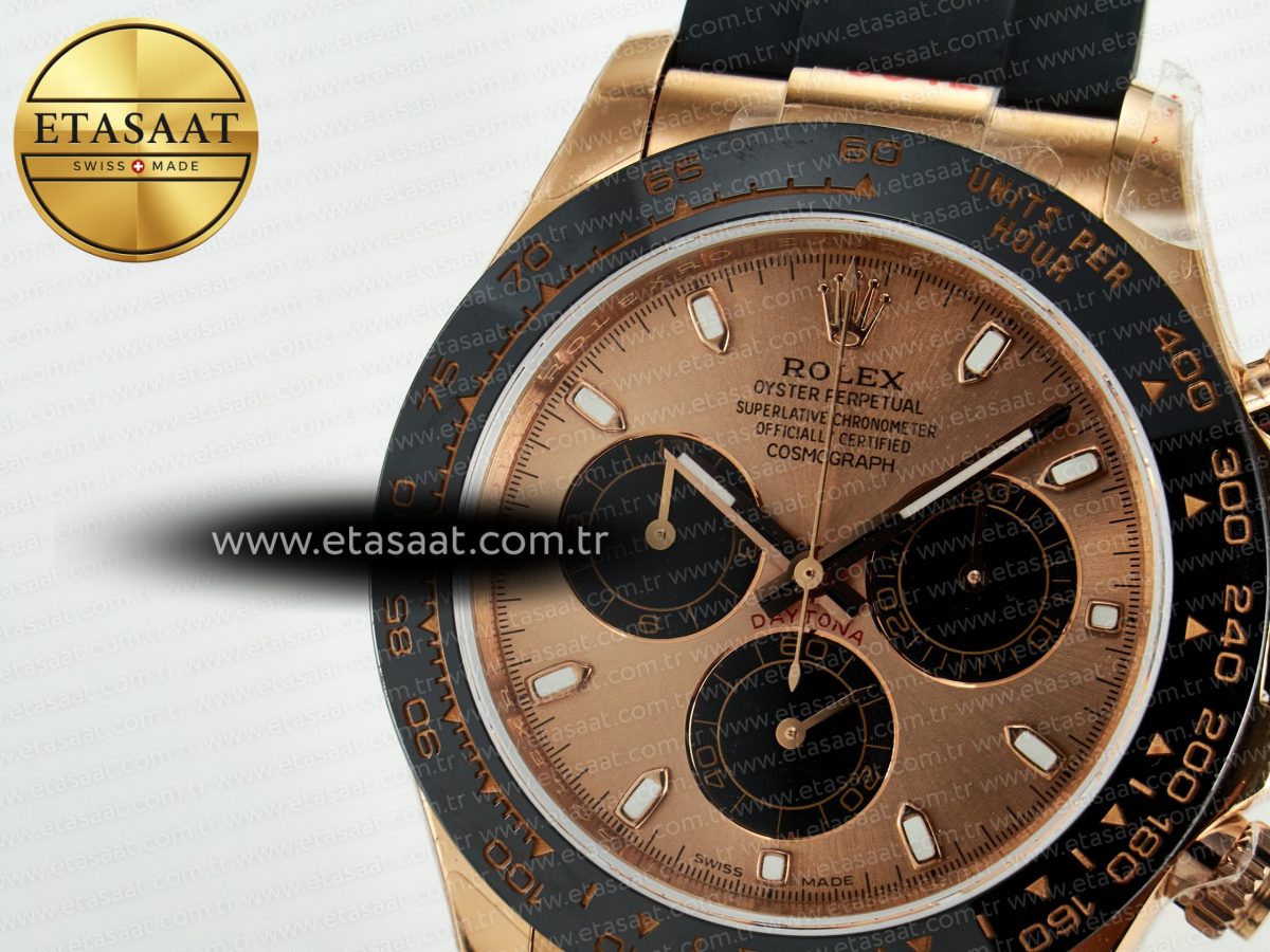Rolex Daytona 116515 QF 1:1 Best Edition RG/Black Dial on Oysterflex Strap SH4130 V11（Gain Weight） - Görsel 11