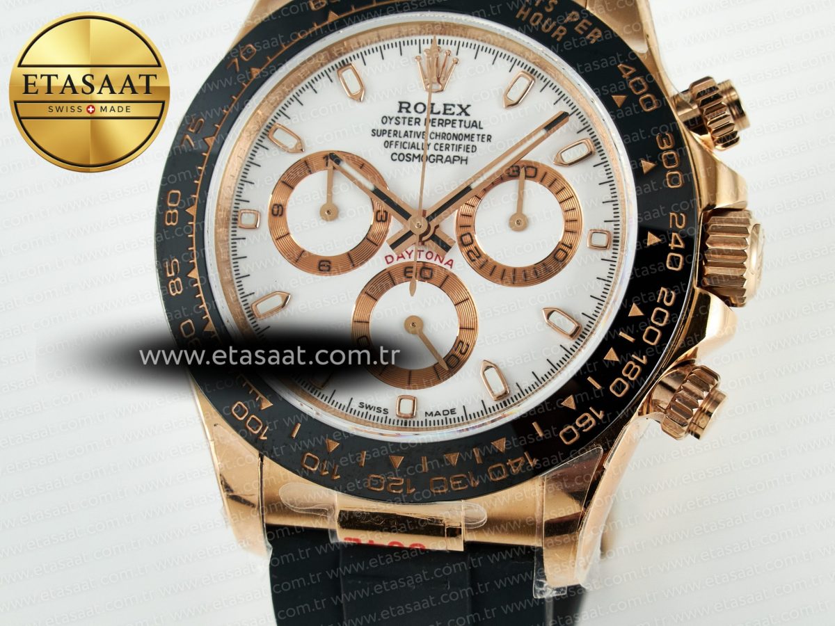 Rolex Daytona 116515 QF 1:1 Best Edition White/RG Dial on Oysterflex Strap SH4130 V11（Gain Weight） - Görsel 12