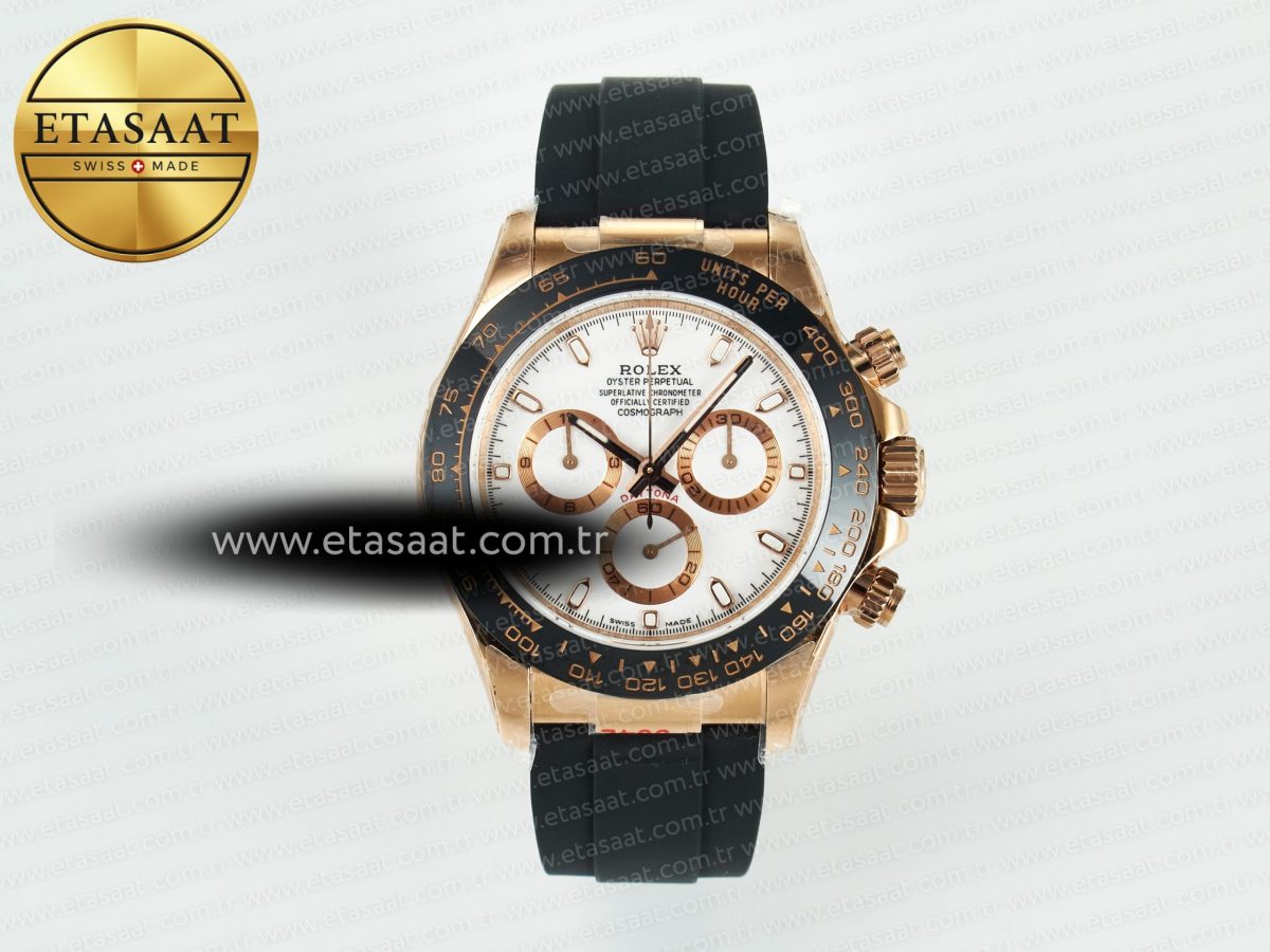 Rolex Daytona 116515 QF 1:1 Best Edition White/RG Dial on Oysterflex Strap SH4130 V11（Gain Weight） - Görsel 3