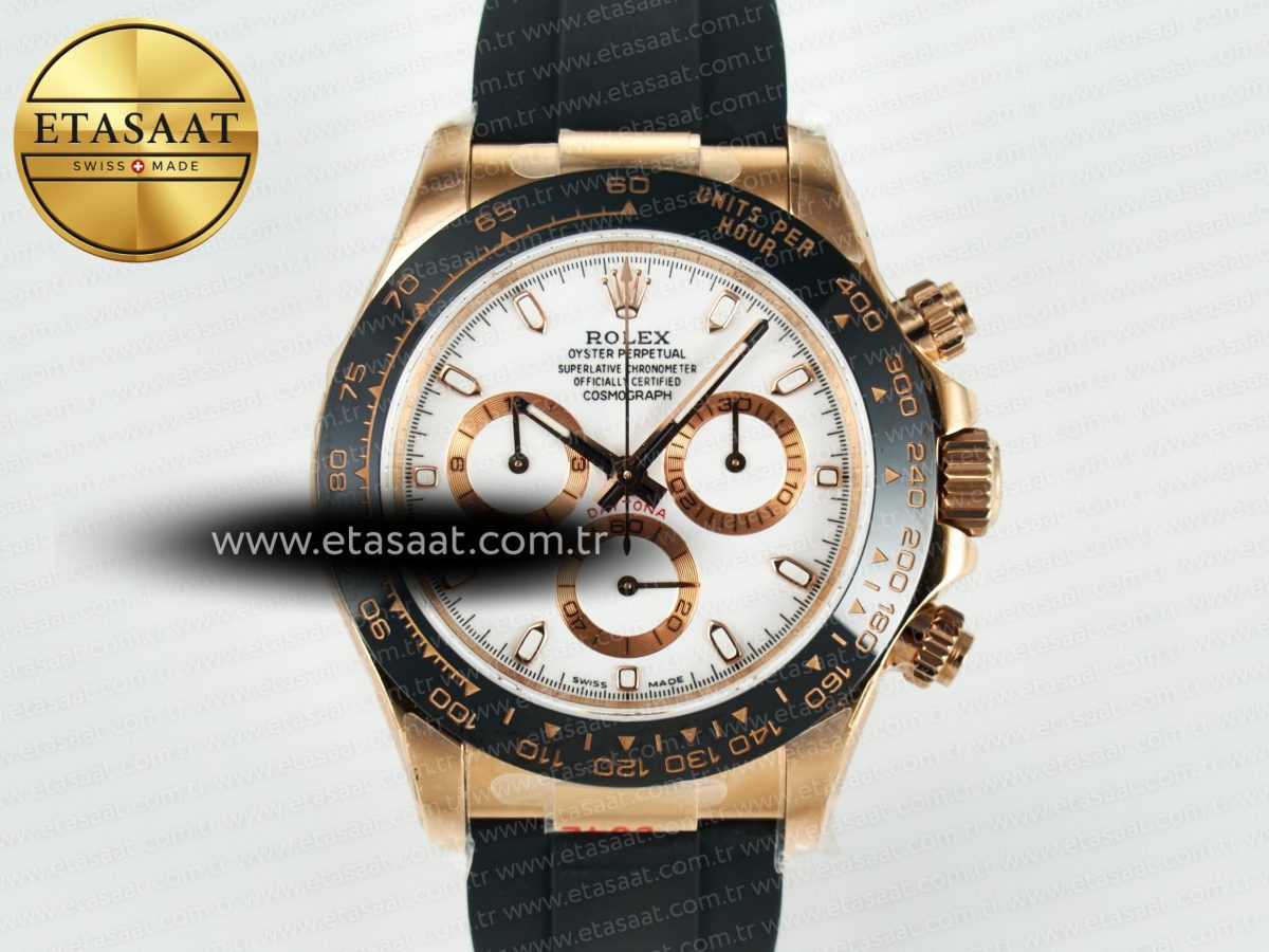 Rolex Daytona 116515 QF 1:1 Best Edition White/RG Dial on Oysterflex Strap SH4130 V11（Gain Weight） - Görsel 4