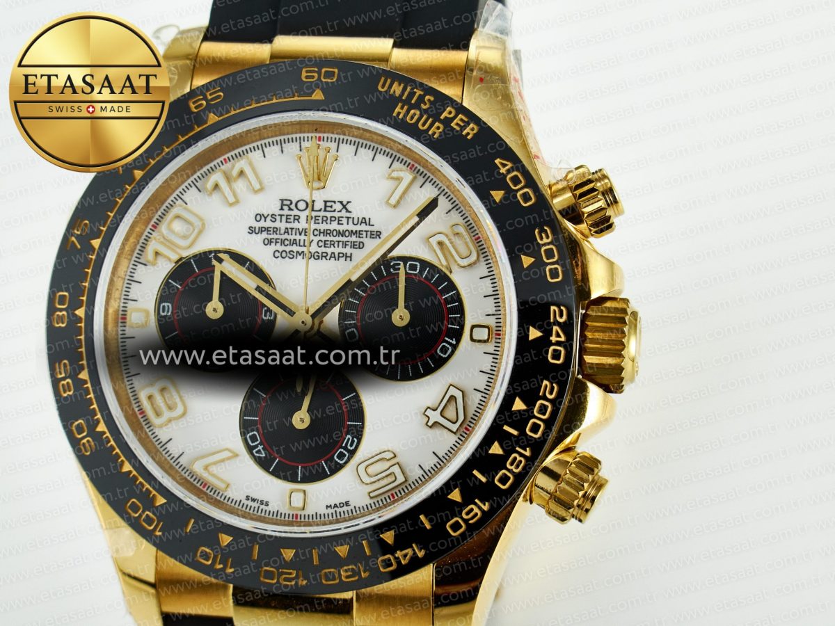 Rolex Daytona 116518 QF 1:1 Best Edition White/Black Dial on Oysterflex Strap SH4130 V11（Gain Weight） - Görsel 10