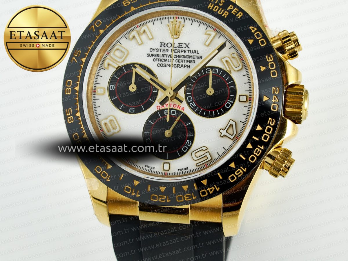 Rolex Daytona 116518 QF 1:1 Best Edition White/Black Dial on Oysterflex Strap SH4130 V11（Gain Weight） - Görsel 11