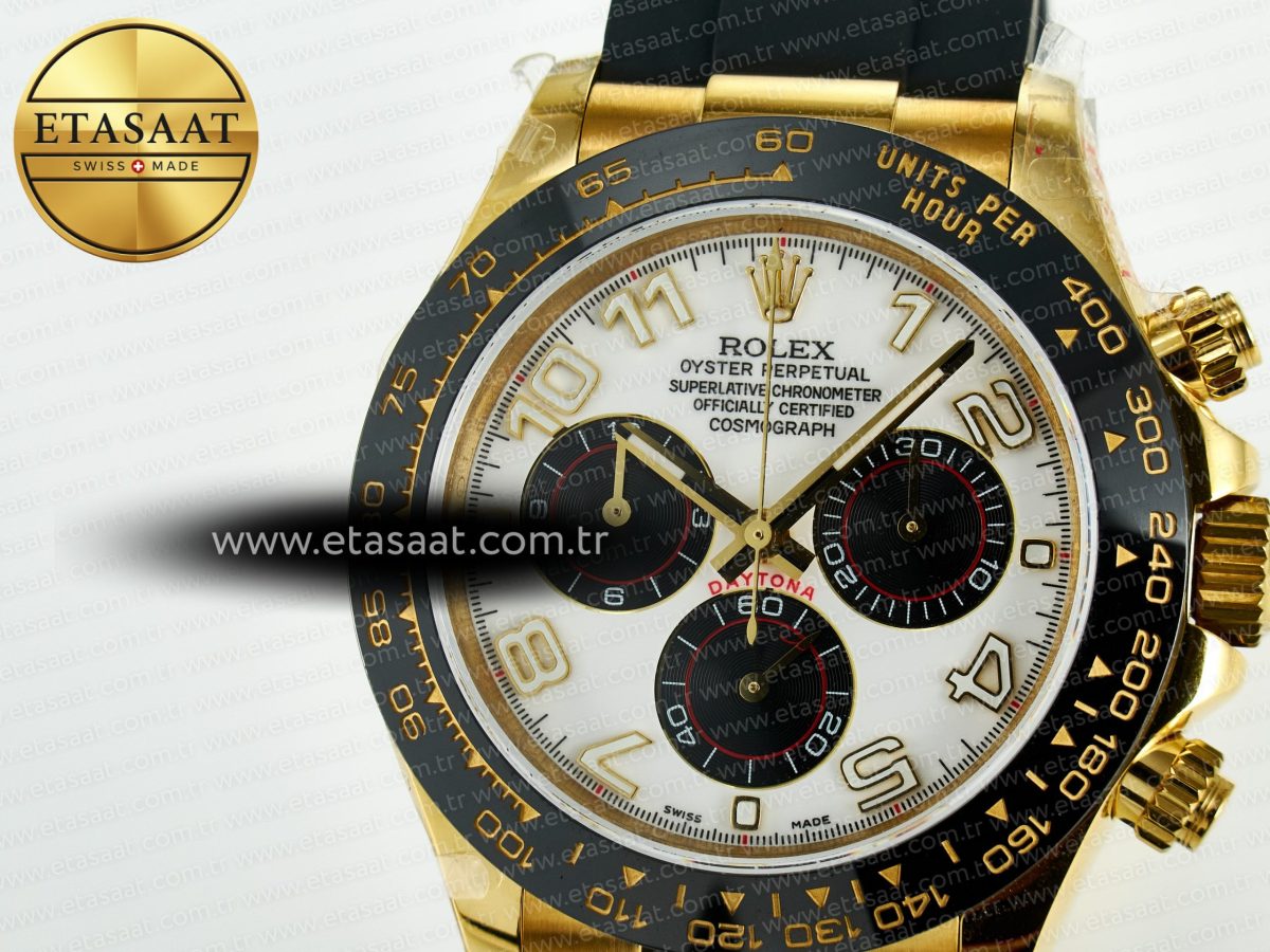 Rolex Daytona 116518 QF 1:1 Best Edition White/Black Dial on Oysterflex Strap SH4130 V11（Gain Weight） - Görsel 12