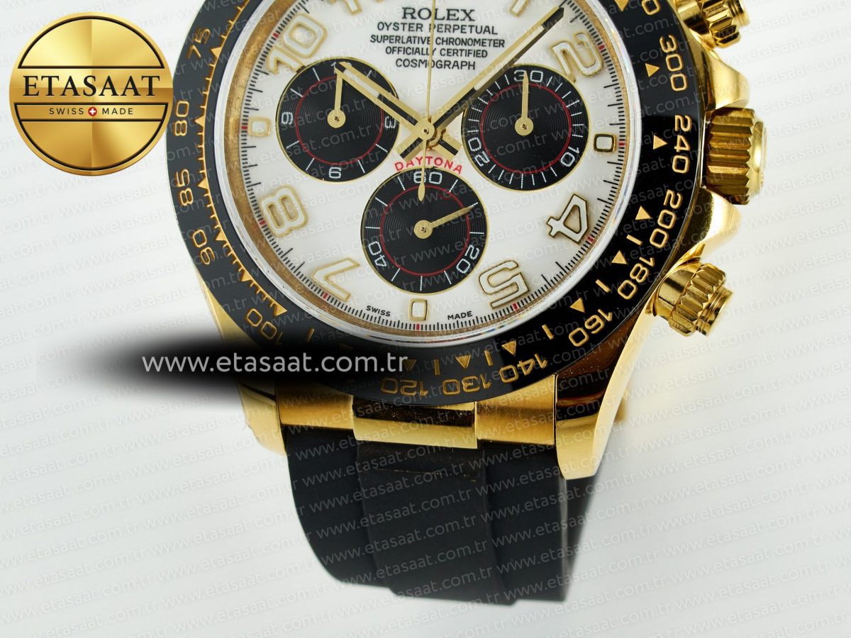 Rolex Daytona 116518 QF 1:1 Best Edition White/Black Dial on Oysterflex Strap SH4130 V11（Gain Weight） - Görsel 13