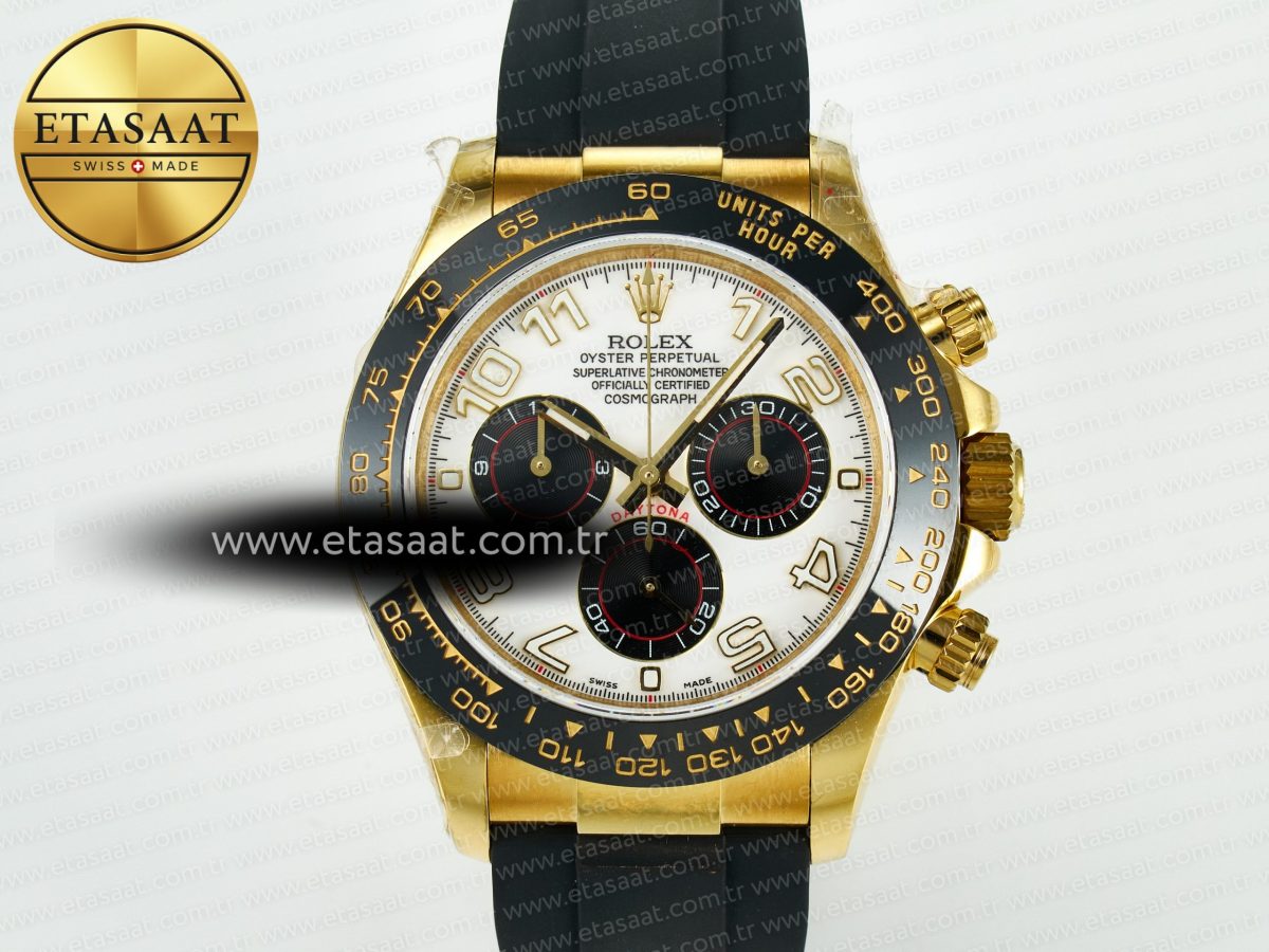 Rolex Daytona 116518 QF 1:1 Best Edition White/Black Dial on Oysterflex Strap SH4130 V11（Gain Weight） - Görsel 4