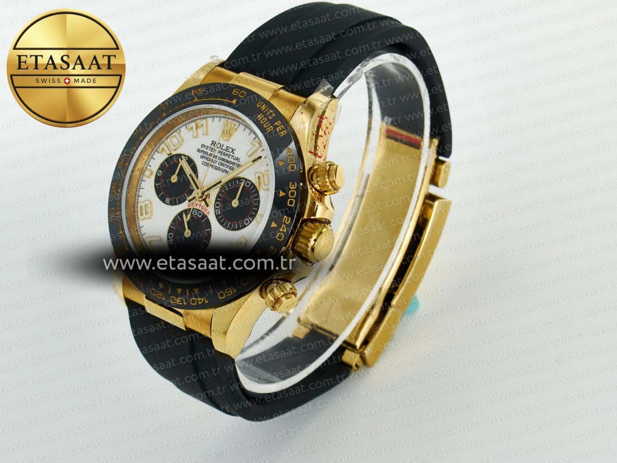 Rolex Daytona 116518 QF 1:1 Best Edition White/Black Dial on Oysterflex Strap SH4130 V11（Gain Weight） - Görsel 6