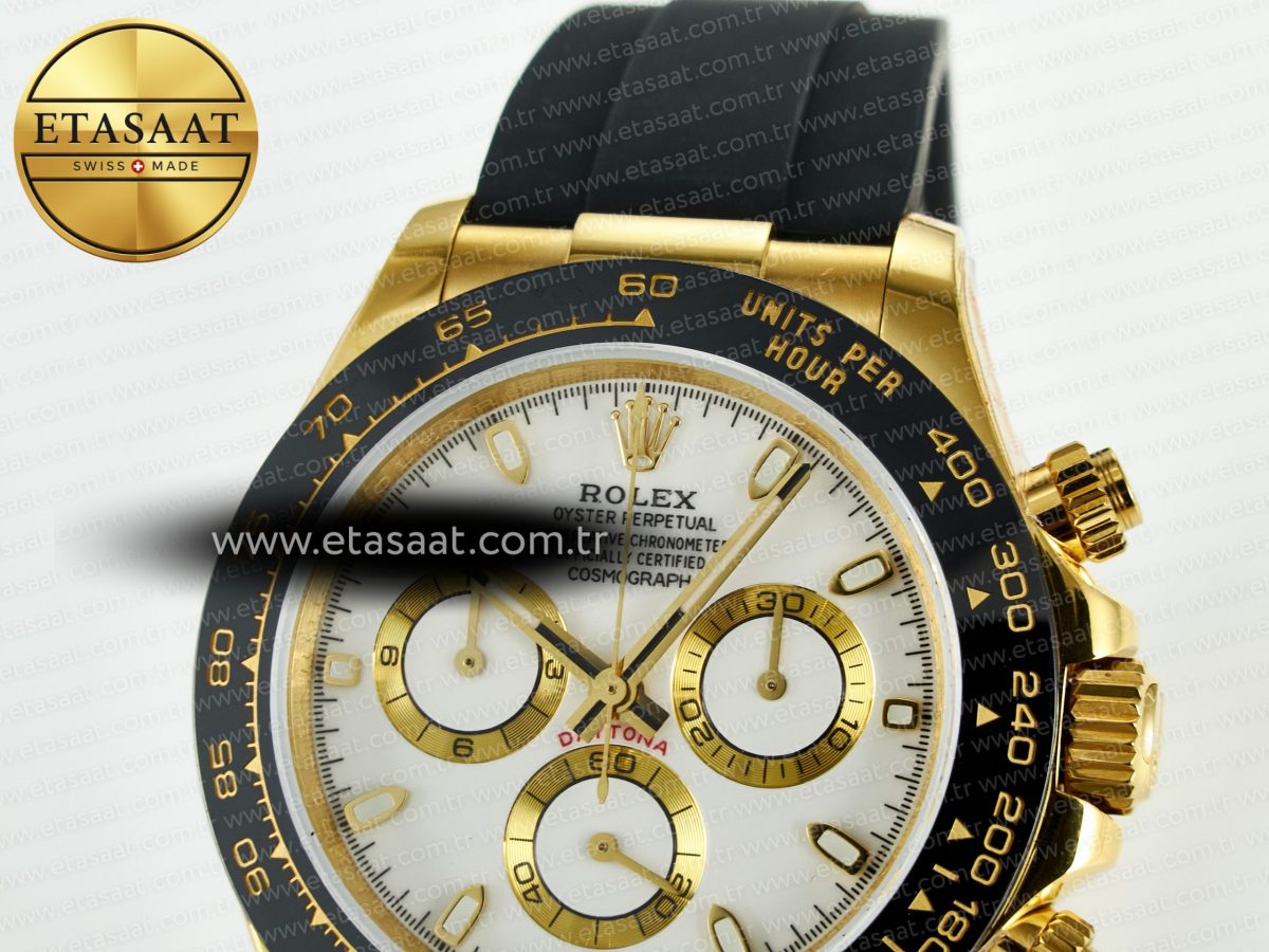 Rolex Daytona 116518 QF 1:1 Best Edition White/YG Dial on Oysterflex Strap SH4130 V11（Gain Weight） - Görsel 10