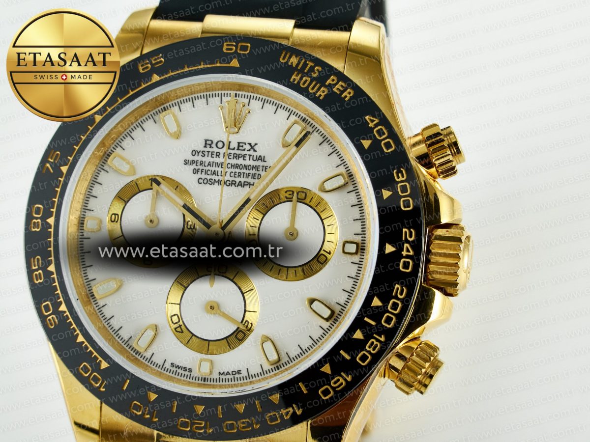 Rolex Daytona 116518 QF 1:1 Best Edition White/YG Dial on Oysterflex Strap SH4130 V11（Gain Weight） - Görsel 11