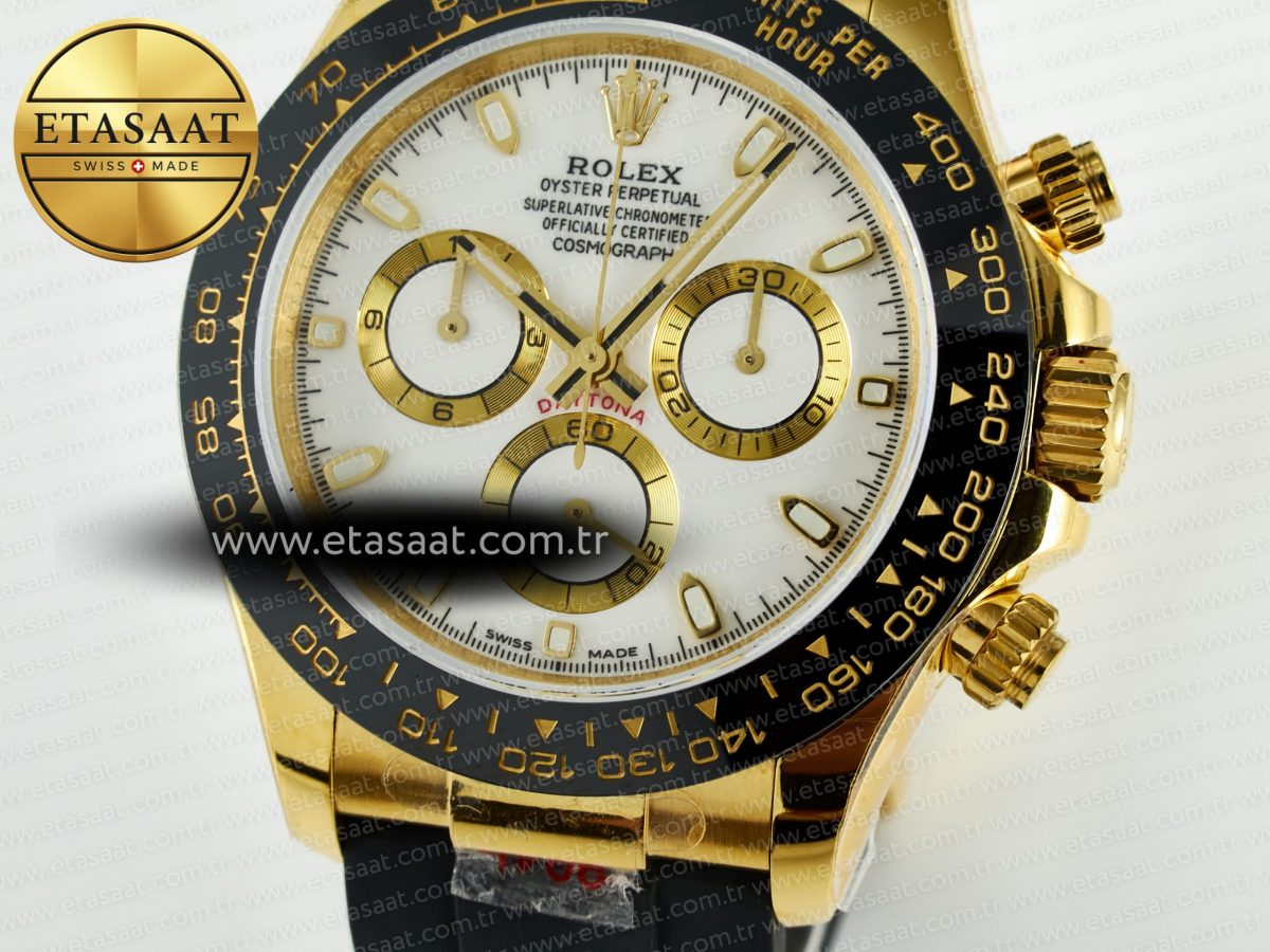 Rolex Daytona 116518 QF 1:1 Best Edition White/YG Dial on Oysterflex Strap SH4130 V11（Gain Weight） - Görsel 12